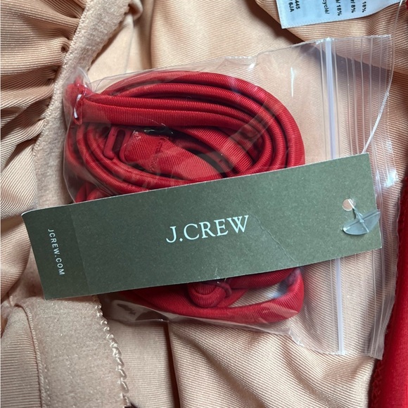 🌻NEW w.tags J.Crew Red Ruched Bandeau One-piece Swimsuit Plus Size 24 - Picture 6 of 8
